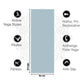 Een illustratie van een lichtblauwe yogamat met de afmetingen 183 cm bij 61 cm. Tekst eromheen: Active Yoga Styles. Pilates. Fitness. Hatha, Yin, Restorative. Asthanga Flow Yoga. Anti-Slip.